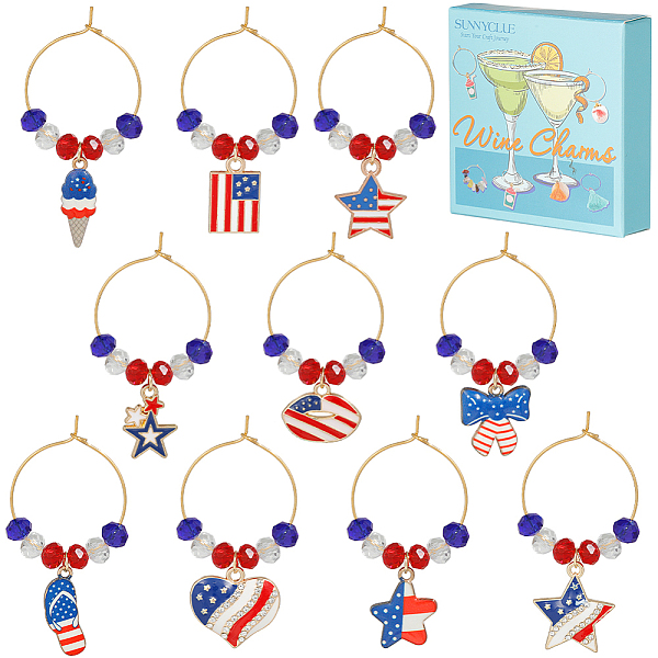 PandaHall Alloy Enamel Wine Glass Charms, with Brass Hoop Earring Findings and Glass Bead, Star/Heart/Bowknot, Mixed Color, 48~55mm, 10..., Multicolor
PandaHall Alloy Enamel Wine Glass Charms, with Brass Hoop Earring Findings and Glass Bead, Star/Heart/Bowknot, Mixed Color, 48~55mm, 10..., Multicolor