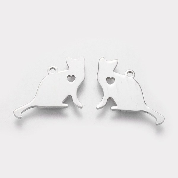 PandaHall 304 Stainless Steel Kitten Pendants, Cat Silhouette Shape with Heart, Stainless Steel Color, 17x22x1.1mm, Hole: 1.5mm 304...
PandaHall 304 Stainless Steel Kitten Pendants, Cat Silhouette Shape with Heart, Stainless Steel Color, 17x22x1.1mm, Hole: 1.5mm 304...