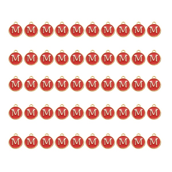 PandaHall Golden Plated Alloy Charms, with Enamel, Enamelled Sequins, Flat Round, Red, Letter.M, 14x12x2mm, Hole: 1.5mm, 50pcs/Box...
PandaHall Golden Plated Alloy Charms, with Enamel, Enamelled Sequins, Flat Round, Red, Letter.M, 14x12x2mm, Hole: 1.5mm, 50pcs/Box...