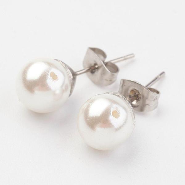 PandaHall Shell Pearl Ball Stud Earring Findings, with 304 Stainless Steel Ear Stud Components, White, 8mm, Pin: 0.7mm Shell Round White
PandaHall Shell Pearl Ball Stud Earring Findings, with 304 Stainless Steel Ear Stud Components, White, 8mm, Pin: 0.7mm Shell Round White
