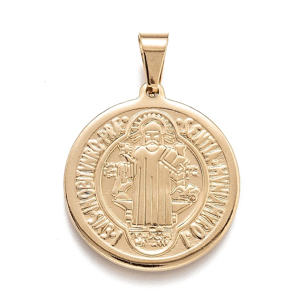 PandaHall 304 Stainless Steel Pendants, Flat Round with Saint Benedict Medal, Golden, 31x28x2mm, Hole: 5x8mm 304 Stainless Steel Flat Round
PandaHall 304 Stainless Steel Pendants, Flat Round with Saint Benedict Medal, Golden, 31x28x2mm, Hole: 5x8mm 304 Stainless Steel Flat Round
