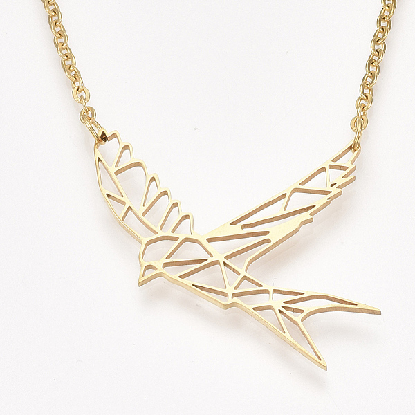 PandaHall 201 Stainless Steel Pendant Necklaces, with Cable Chains, Swallow, Golden, 17.5 inch(44.5cm), 2mm, Swallow: 29x30x1mm 201...
PandaHall 201 Stainless Steel Pendant Necklaces, with Cable Chains, Swallow, Golden, 17.5 inch(44.5cm), 2mm, Swallow: 29x30x1mm 201...