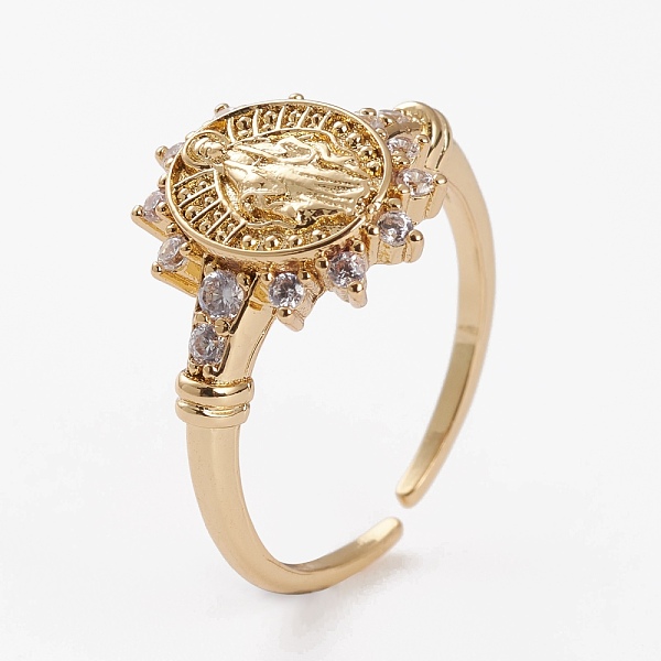 PandaHall Brass Micro Pave Clear Cubic Zirconia Cuff Rings, Open Rings, Long-Lasting Plated, Oval with Virgin Mary, Golden, US Size 6...
PandaHall Brass Micro Pave Clear Cubic Zirconia Cuff Rings, Open Rings, Long-Lasting Plated, Oval with Virgin Mary, Golden, US Size 6...