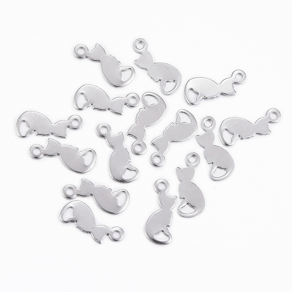 PandaHall 304 Stainless Steel Kitten Charms, Cat Silhouette Shape, Stainless Steel Color, 13x5.5x0.5mm, Hole: 1.2mm 304 Stainless Steel Cat...
PandaHall 304 Stainless Steel Kitten Charms, Cat Silhouette Shape, Stainless Steel Color, 13x5.5x0.5mm, Hole: 1.2mm 304 Stainless Steel Cat...