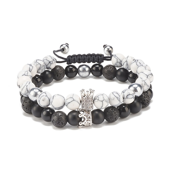 PandaHall 2Pcs 2 Style Cubic Zirconia Braided Bead Bracelet, Synthetic Howlite & Natural Lava Rock & Brass Round Beaded Bracelets for Women...
PandaHall 2Pcs 2 Style Cubic Zirconia Braided Bead Bracelet, Synthetic Howlite & Natural Lava Rock & Brass Round Beaded Bracelets for Women...