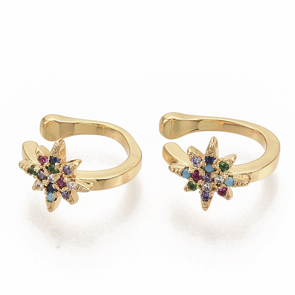 PandaHall Brass Micro Pave Colorful Cubic Zirconia Cuff Earrings, Flower, Real 16K Gold Plated, 16x10mm, Inner Diameter: 10.5mm Cubic...
PandaHall Brass Micro Pave Colorful Cubic Zirconia Cuff Earrings, Flower, Real 16K Gold Plated, 16x10mm, Inner Diameter: 10.5mm Cubic...