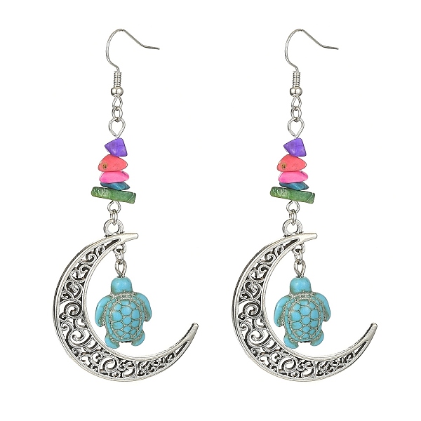 PandaHall Dyed Synthetic Turquoise Crescent Moon with Tortoise Dangle Earring, Antique Silver Alloy Long Drop Earrings, Turquoise, 84x35mm..., Green
PandaHall Dyed Synthetic Turquoise Crescent Moon with Tortoise Dangle Earring, Antique Silver Alloy Long Drop Earrings, Turquoise, 84x35mm..., Green