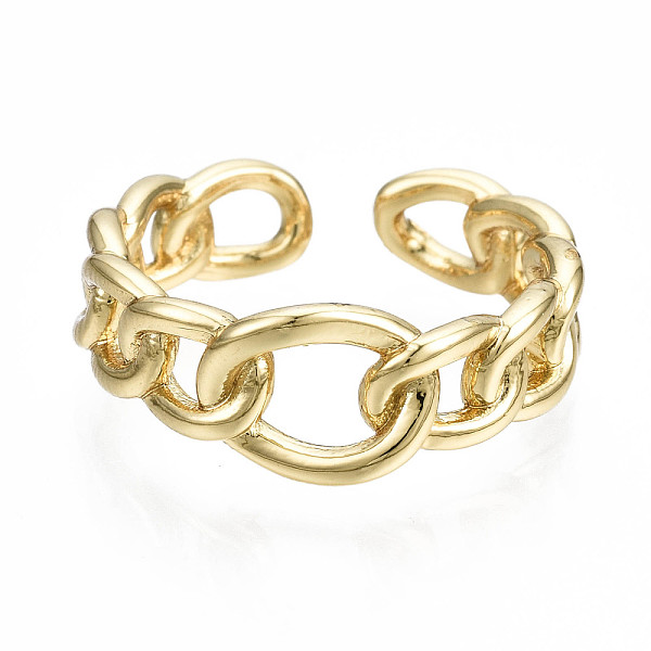 PandaHall Brass Cuff Rings, Open Rings, Nickel Free, Curb Chain, Real 16K Gold Plated, US Size 6, Inner Diameter: 17mm Brass
PandaHall Brass Cuff Rings, Open Rings, Nickel Free, Curb Chain, Real 16K Gold Plated, US Size 6, Inner Diameter: 17mm Brass