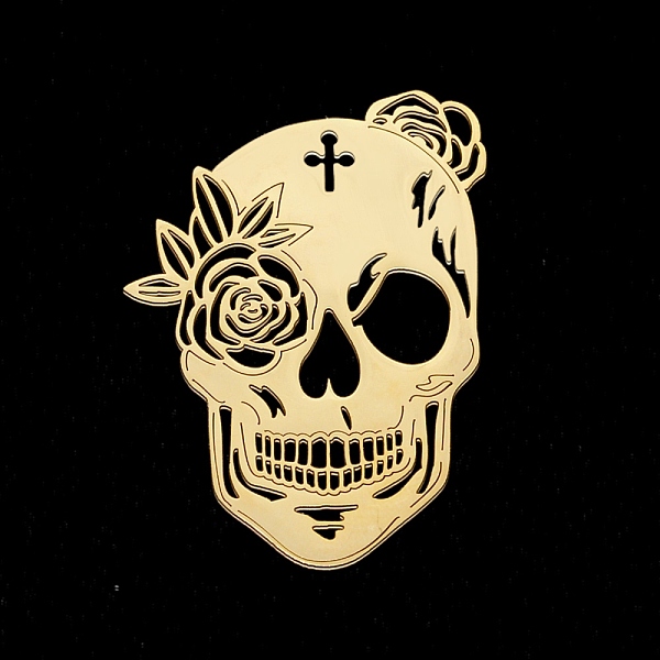 PandaHall 201 Stainless Steel Pendants, Laser Cut, Skull, for Halloween, Golden, 42x30x1mm, Hole: 1.5mm 201 Stainless Steel Skull
PandaHall 201 Stainless Steel Pendants, Laser Cut, Skull, for Halloween, Golden, 42x30x1mm, Hole: 1.5mm 201 Stainless Steel Skull