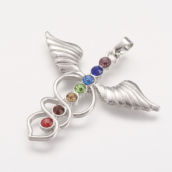 PandaHall Alloy Rhinestone Chakra Pendants, Wing, Platinum, 43x47x3.5mm, Hole: 5x7mm Alloy+Rhinestone Wing Multicolor
PandaHall Alloy Rhinestone Chakra Pendants, Wing, Platinum, 43x47x3.5mm, Hole: 5x7mm Alloy+Rhinestone Wing Multicolor