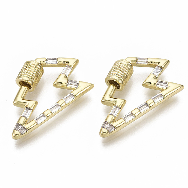 PandaHall Brass Micro Pave Cubic Zirconia Screw Carabiner Lock Charms, for Necklaces Making, Nickel Free, Lightning Bolt, Real 18K Gold..., Clear
PandaHall Brass Micro Pave Cubic Zirconia Screw Carabiner Lock Charms, for Necklaces Making, Nickel Free, Lightning Bolt, Real 18K Gold..., Clear
