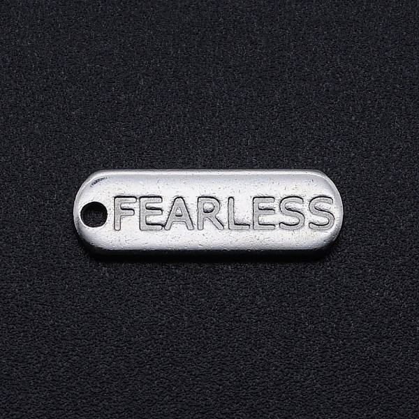 PandaHall 201 Stainless Steel Pendants, Oval with Word FEARLESS, Stainless Steel Color, 17.5x6x1mm, Hole: 1.2mm 201 Stainless Steel Oval
PandaHall 201 Stainless Steel Pendants, Oval with Word FEARLESS, Stainless Steel Color, 17.5x6x1mm, Hole: 1.2mm 201 Stainless Steel Oval