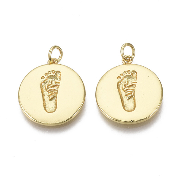 PandaHall Brass Pendants, with Jump Ring, Nickel Free, Flat Round with Footprint, Real 18K Gold Plated, 20x18x2mm, Hole: 3mm Brass Flat...
PandaHall Brass Pendants, with Jump Ring, Nickel Free, Flat Round with Footprint, Real 18K Gold Plated, 20x18x2mm, Hole: 3mm Brass Flat...