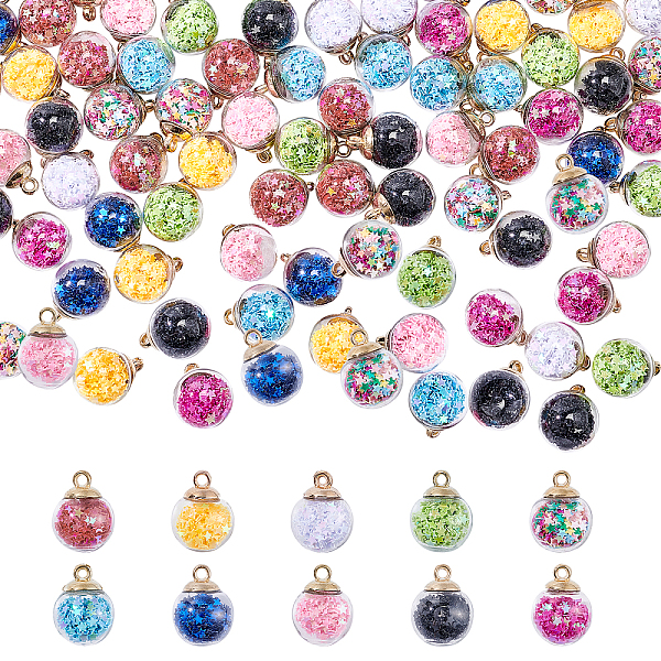 PandaHall 100 pcs 10 Colors 15 mm Colorful Glass Ball Charms Crystal Glass Ball Pendants with Star Glitter Sequins and Golden Plated CCB..., Multicolor
PandaHall 100 pcs 10 Colors 15 mm Colorful Glass Ball Charms Crystal Glass Ball Pendants with Star Glitter Sequins and Golden Plated CCB..., Multicolor