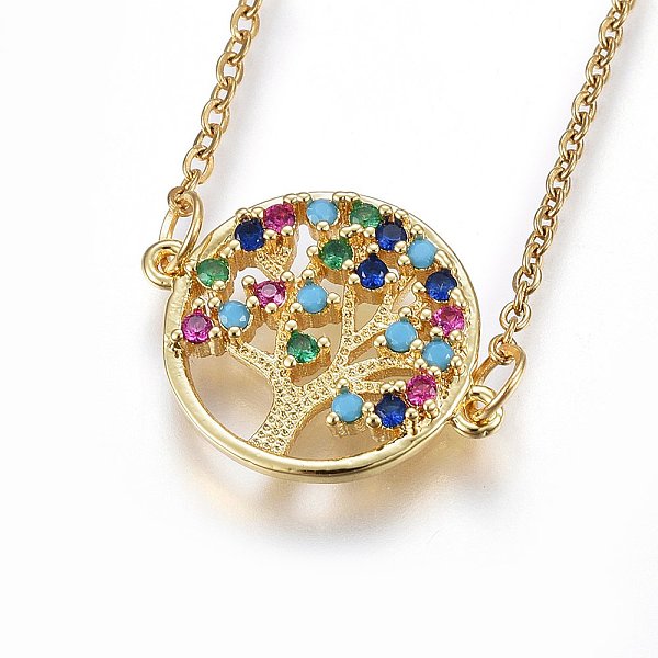 PandaHall 304 Stainless Steel Pendant Necklaces, with Cubic Zirconia, Colorful, Flat Round with Life Tree, Golden, 17.71 inch(45cm) Cubic...
PandaHall 304 Stainless Steel Pendant Necklaces, with Cubic Zirconia, Colorful, Flat Round with Life Tree, Golden, 17.71 inch(45cm) Cubic...