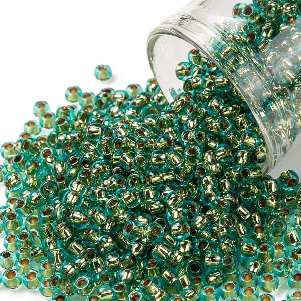 PandaHall TOHO Round Seed Beads, Japanese Seed Beads, (755) 24K Gold Lined Light Aqua, 8/0, 3mm, Hole: 1mm, about 1110pcs/50g Glass Cyan
PandaHall TOHO Round Seed Beads, Japanese Seed Beads, (755) 24K Gold Lined Light Aqua, 8/0, 3mm, Hole: 1mm, about 1110pcs/50g Glass Cyan