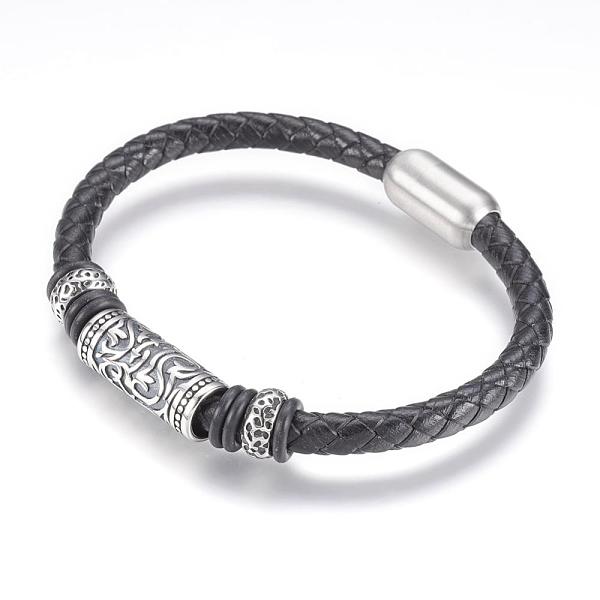 PandaHall Leather Cord Bracelets, with 304 Stainless Steel Findings and Magnetic Clasps, Column, Antique Silver, 8-3/8 inch(212mm) Leather..., Black
PandaHall Leather Cord Bracelets, with 304 Stainless Steel Findings and Magnetic Clasps, Column, Antique Silver, 8-3/8 inch(212mm) Leather..., Black