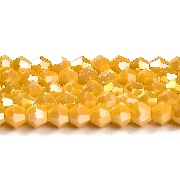 PandaHall Opaque Solid Color Electroplate Glass Beads Strands, AB Color Plated, Faceted, Bicone, Gold, 4x4mm, Hole: 0.8mm, about...
PandaHall Opaque Solid Color Electroplate Glass Beads Strands, AB Color Plated, Faceted, Bicone, Gold, 4x4mm, Hole: 0.8mm, about...