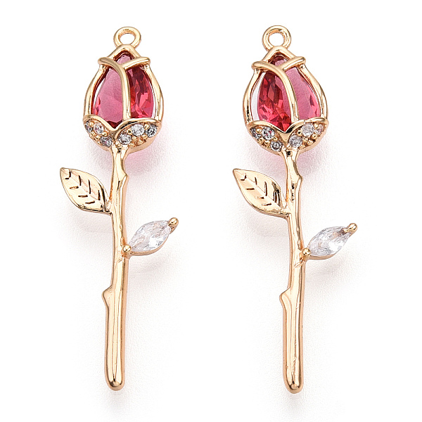 PandaHall Brass Micro Pave Cubic Zirconia Pendants, Nickel Free, Real 18K Gold Plated, Rose Flower, Cerise, 29x9x5mm, Hole: 1mm Brass+Cubic..., Red
PandaHall Brass Micro Pave Cubic Zirconia Pendants, Nickel Free, Real 18K Gold Plated, Rose Flower, Cerise, 29x9x5mm, Hole: 1mm Brass+Cubic..., Red