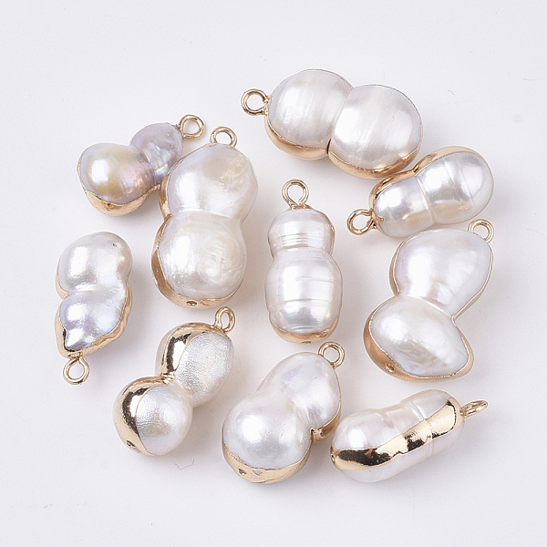 PandaHall Natural Cultured Freshwater Pearl Pendants, with Half Hole and Brass Loop, Edge Plated, Calabash, Golden, Seashell Color...
PandaHall Natural Cultured Freshwater Pearl Pendants, with Half Hole and Brass Loop, Edge Plated, Calabash, Golden, Seashell Color...