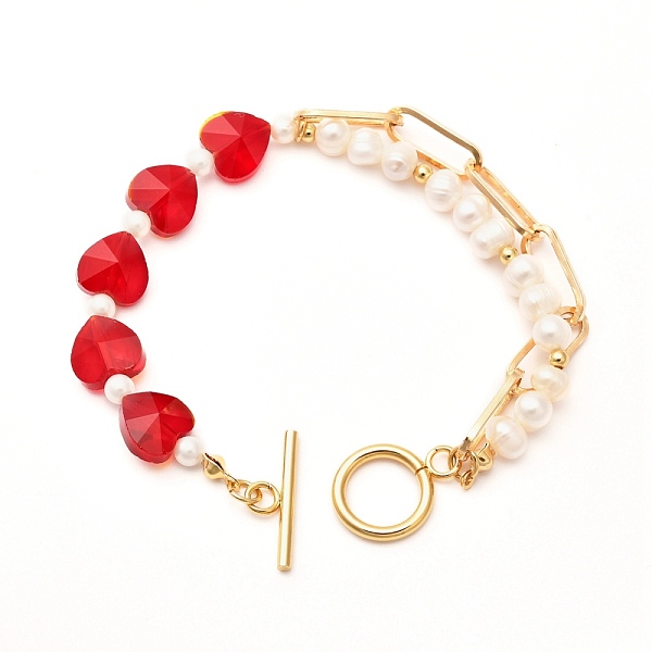PandaHall Shell Pearl Beaded Bracelets for Girl Women, Heart Glass Bracelets with Paperclip Chain, Red, 7-1/4 inch(18.5cm) Glass Red
PandaHall Shell Pearl Beaded Bracelets for Girl Women, Heart Glass Bracelets with Paperclip Chain, Red, 7-1/4 inch(18.5cm) Glass Red