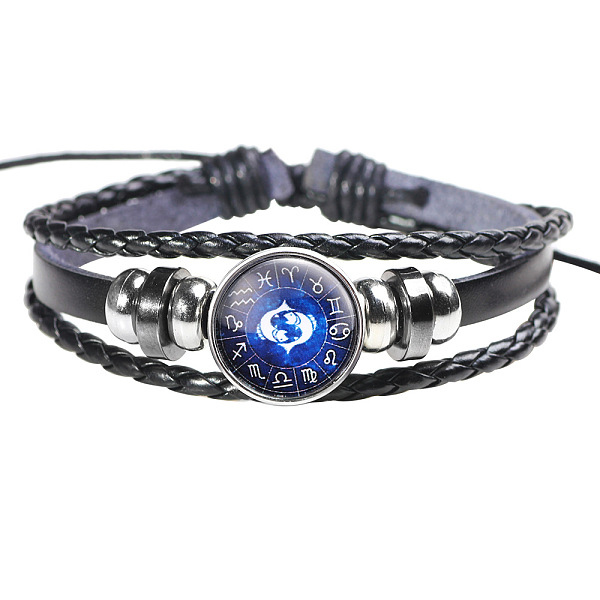 PandaHall 12 Constellation Leather Cord Bracelets, with Alloy Beads and Wax Cord, Flat Round, Pisces, 2-3/8 inch(6cm) Leather Pisces Black
PandaHall 12 Constellation Leather Cord Bracelets, with Alloy Beads and Wax Cord, Flat Round, Pisces, 2-3/8 inch(6cm) Leather Pisces Black