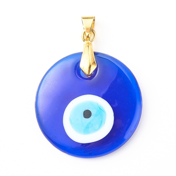 PandaHall Handmade Lampwork Evil Eye Pendants, with Brass Pinch Bails, Flat Round, Medium Blue, 30x5mm, Hole: 4x5mm Brass+Lampwork Evil Eye
PandaHall Handmade Lampwork Evil Eye Pendants, with Brass Pinch Bails, Flat Round, Medium Blue, 30x5mm, Hole: 4x5mm Brass+Lampwork Evil Eye