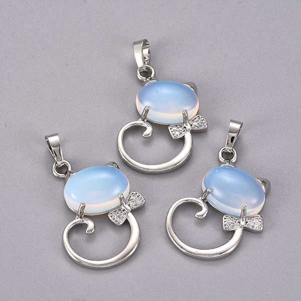 PandaHall Opalite Kitten Pendants, with Platinum Tone Brass Findings and Crystal Rhinestone, Cat with Bowknot Shape, 32x25.5x7.5mm, Hole..., Clear
PandaHall Opalite Kitten Pendants, with Platinum Tone Brass Findings and Crystal Rhinestone, Cat with Bowknot Shape, 32x25.5x7.5mm, Hole..., Clear