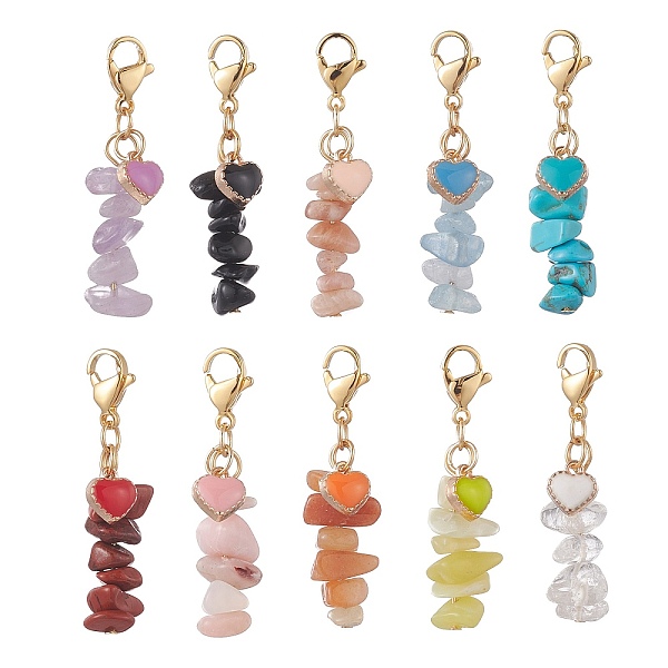 PandaHall Chip Natural & Synthetic Gemstone Pendant Decoraiton, with Alloy Enamel Pendants, 304 Stainless Steel Lobster Claw Clasps, Heart...
PandaHall Chip Natural & Synthetic Gemstone Pendant Decoraiton, with Alloy Enamel Pendants, 304 Stainless Steel Lobster Claw Clasps, Heart...