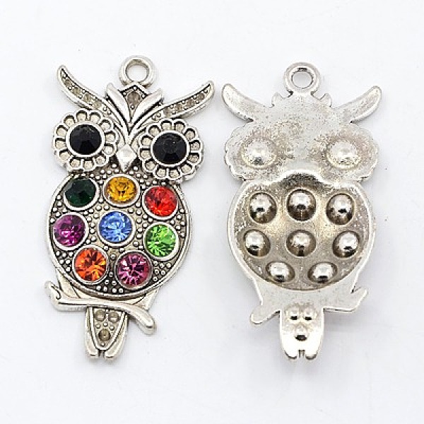 PandaHall Tibetan Style Pendants, Cadmium Free & Nickel Free & Lead Free, Halloween Owl, Antique Silver, 48x24x5mm Alloy+Rhinestone Owl
PandaHall Tibetan Style Pendants, Cadmium Free & Nickel Free & Lead Free, Halloween Owl, Antique Silver, 48x24x5mm Alloy+Rhinestone Owl