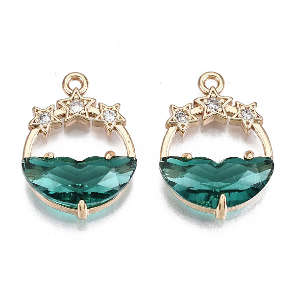 PandaHall Faceted Transparent Glass Pendants, with Brass Crystal Rhinestone Findings, Flat Round with Star, Light Gold, Green, 21x15x5mm...
PandaHall Faceted Transparent Glass Pendants, with Brass Crystal Rhinestone Findings, Flat Round with Star, Light Gold, Green, 21x15x5mm...