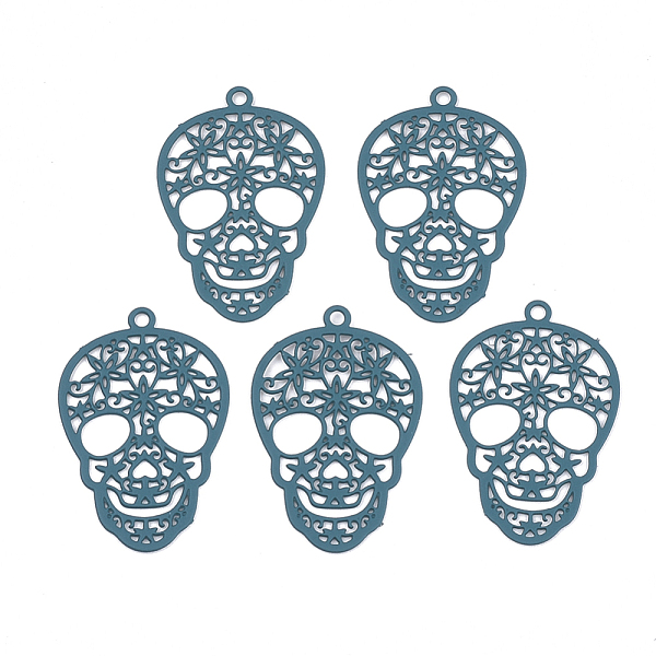 PandaHall 430 Stainless Steel Filigree Pendants, Spray Painted, Etched Metal Embellishments, Skull, Cadet Blue, 23x15x0.5mm, Hole: 1.2mm...
PandaHall 430 Stainless Steel Filigree Pendants, Spray Painted, Etched Metal Embellishments, Skull, Cadet Blue, 23x15x0.5mm, Hole: 1.2mm...