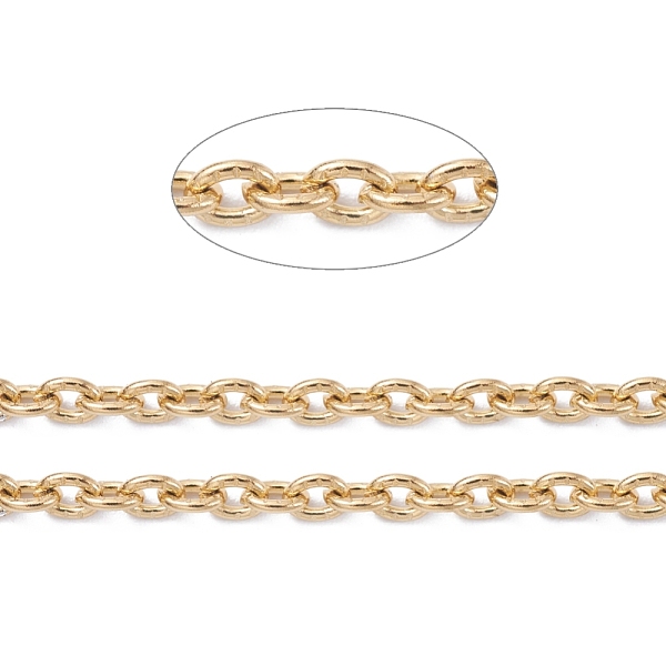 PandaHall 304 Stainless Steel Cable Chains, Textured, Unwelded, with Spool, Oval, Golden, 4x3x0.8mm, about 164.04 Feet(50m)/roll 304...
PandaHall 304 Stainless Steel Cable Chains, Textured, Unwelded, with Spool, Oval, Golden, 4x3x0.8mm, about 164.04 Feet(50m)/roll 304...