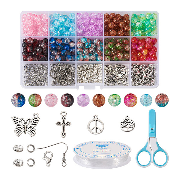 PandaHall DIY Beaded Dangle Earring Pendant Decoration Making Kit, Including Acrylic Crackle Beads, Butterfly & Peace Sign & Cross Alloy..., Multicolor
PandaHall DIY Beaded Dangle Earring Pendant Decoration Making Kit, Including Acrylic Crackle Beads, Butterfly & Peace Sign & Cross Alloy..., Multicolor