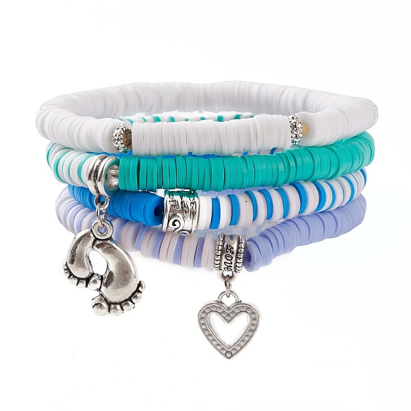 PandaHall 4Pcs 4 Styles Polymer Clay Heishi Beads Stretch Bracelets Sets, Stackable Bracelets, with Alloy European Beads and Pendants, Foot..., Multicolor
PandaHall 4Pcs 4 Styles Polymer Clay Heishi Beads Stretch Bracelets Sets, Stackable Bracelets, with Alloy European Beads and Pendants, Foot..., Multicolor