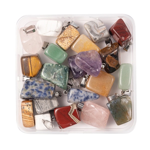 PandaHall 22Pcs 11 Style Natural Gemstone Pendants, with Stainless Steel Snap On Bails, Nuggets, Stainless Steel Color, 15x10x5mm, Hole: 3mm...
PandaHall 22Pcs 11 Style Natural Gemstone Pendants, with Stainless Steel Snap On Bails, Nuggets, Stainless Steel Color, 15x10x5mm, Hole: 3mm...