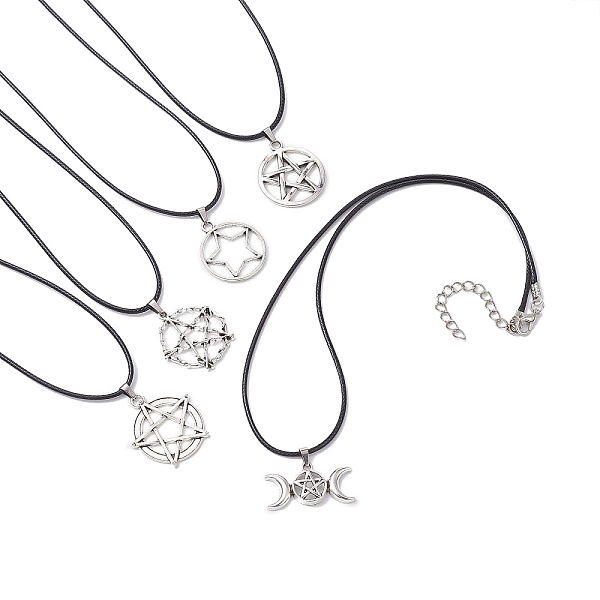 PandaHall Witch Pentagram Alloy Pendants Necklaces, Waxed Cord Necklace for Women, Antique Silver, 18.11 inch(46cm) Alloy Star
PandaHall Witch Pentagram Alloy Pendants Necklaces, Waxed Cord Necklace for Women, Antique Silver, 18.11 inch(46cm) Alloy Star