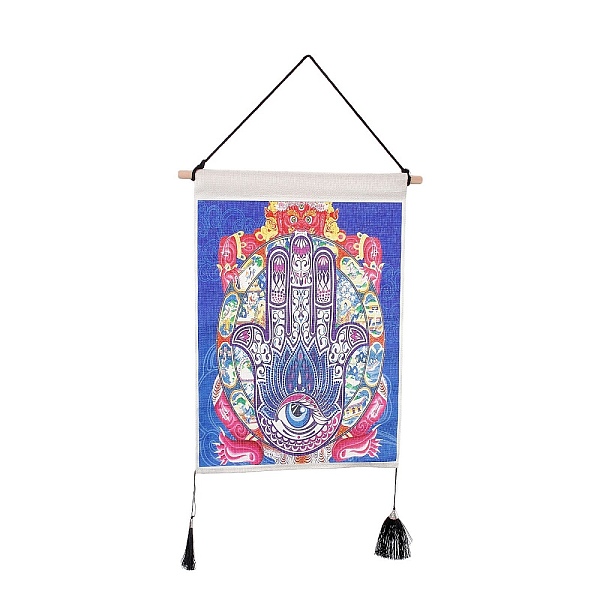 PandaHall Polyester Decorative Wall Tapestrys, for Home Decoration, with Wood Bar, Nulon Rope, Plastic Hook, Rectangle, Hamsa Hand Pattern...
PandaHall Polyester Decorative Wall Tapestrys, for Home Decoration, with Wood Bar, Nulon Rope, Plastic Hook, Rectangle, Hamsa Hand Pattern...