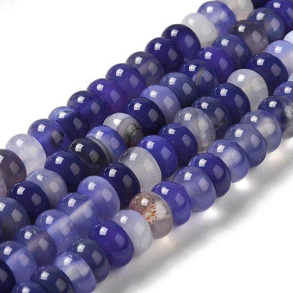 PandaHall Natural Agate Beads Strands, Dyed & Heated, Rondelle, Midnight Blue, 8~8.5x4.5~5.5mm, Hole: 1.4mm, about 41pcs/strand, 7.40~7.48''...
PandaHall Natural Agate Beads Strands, Dyed & Heated, Rondelle, Midnight Blue, 8~8.5x4.5~5.5mm, Hole: 1.4mm, about 41pcs/strand, 7.40~7.48''...