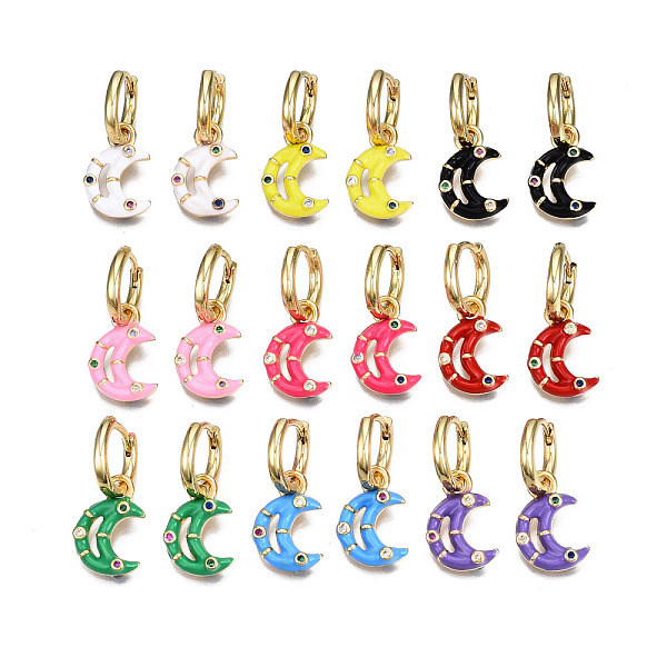 PandaHall Brass Micro Pave Cubic Zirconia Huggie Hoop Earrings, with Enamel, Nickel Free, Moon, Real 16K Gold Plated, Mixed Color, 24x13mm..., Multicolor
PandaHall Brass Micro Pave Cubic Zirconia Huggie Hoop Earrings, with Enamel, Nickel Free, Moon, Real 16K Gold Plated, Mixed Color, 24x13mm..., Multicolor