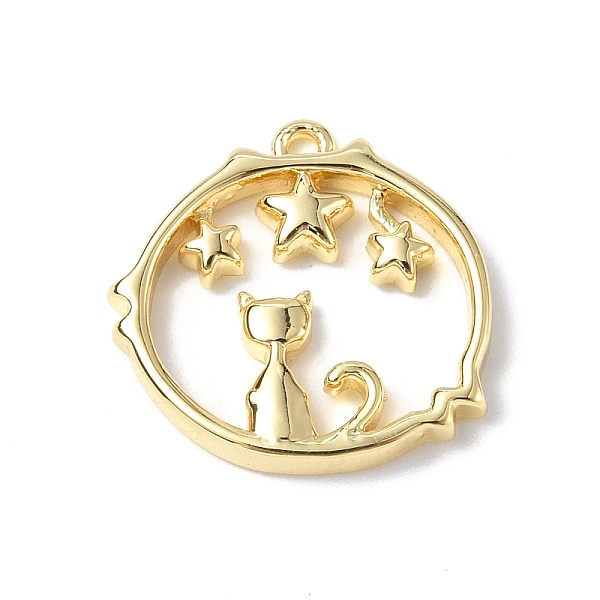 PandaHall Brass Pendants, Round Ring with Cat & Star Charm, Real 18K Gold Plated, 16x16x2mm, Hole: 1mm Brass Ring
PandaHall Brass Pendants, Round Ring with Cat & Star Charm, Real 18K Gold Plated, 16x16x2mm, Hole: 1mm Brass Ring