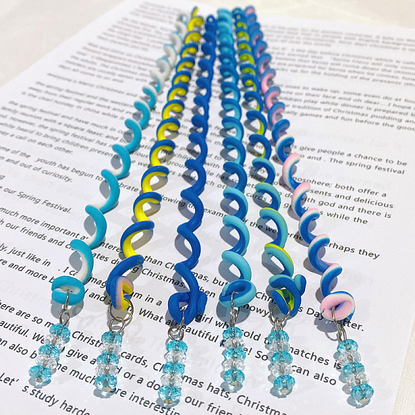 PandaHall Synthetic Rubber Hair Styling Twister Clips, Braided Rubber Hair Band Spiral Spin Hair Tool for Girl Women, Blue, 240mm, 6pcs/set...
PandaHall Synthetic Rubber Hair Styling Twister Clips, Braided Rubber Hair Band Spiral Spin Hair Tool for Girl Women, Blue, 240mm, 6pcs/set...