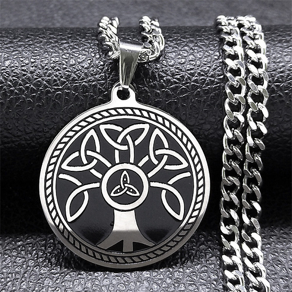 PandaHall 304 Stainless Steel Pendant Necklaces, Flat Round with Tree of Life and Triquetra/Trinity Knot, Stainless Steel Color, 19.69 inch...
PandaHall 304 Stainless Steel Pendant Necklaces, Flat Round with Tree of Life and Triquetra/Trinity Knot, Stainless Steel Color, 19.69 inch...