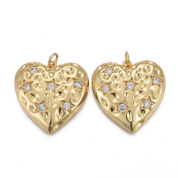 PandaHall Hammered Brass Micro Pave Clear Cubic Zirconia Pendants, with Jump Rings, Long-Lasting Plated, Heart with Star, Real 18K Gold...
PandaHall Hammered Brass Micro Pave Clear Cubic Zirconia Pendants, with Jump Rings, Long-Lasting Plated, Heart with Star, Real 18K Gold...