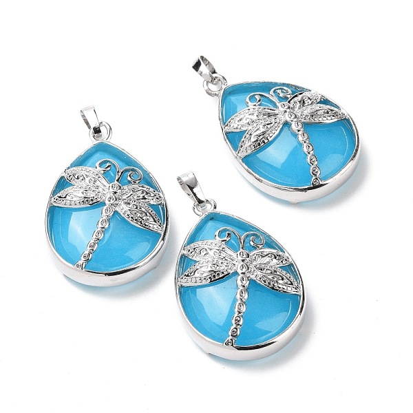 PandaHall Dyed Natural White Jade Pendants, with Platinum Tone Brass Findings, Lead Free & Cadmium Free, Teardrop with Dragonfly Charms...
PandaHall Dyed Natural White Jade Pendants, with Platinum Tone Brass Findings, Lead Free & Cadmium Free, Teardrop with Dragonfly Charms...