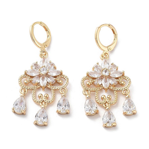 PandaHall Rack Plating Golden Brass Dangle Leverback Earrings, with Cubic Zirconia, Flower, 47.5x20.5mm Brass Flower Clear
PandaHall Rack Plating Golden Brass Dangle Leverback Earrings, with Cubic Zirconia, Flower, 47.5x20.5mm Brass Flower Clear