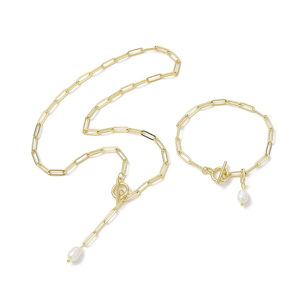 PandaHall Oval Natural Cultured Freshwater Pearl Pendant Necklaces & Bracelets Jewelry Sets, Brass Paperclip Chains Jewelry for Women...
PandaHall Oval Natural Cultured Freshwater Pearl Pendant Necklaces & Bracelets Jewelry Sets, Brass Paperclip Chains Jewelry for Women...