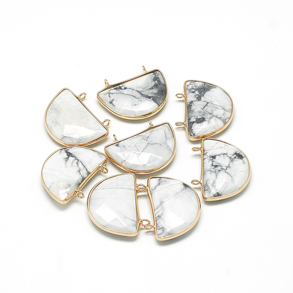 PandaHall Natural Howlite Semi Circle Pendants, with Brass Findings, Faceted, Half Round, Golden, White, 32x25~26x7mm, Hole: 2mm Howlite...
PandaHall Natural Howlite Semi Circle Pendants, with Brass Findings, Faceted, Half Round, Golden, White, 32x25~26x7mm, Hole: 2mm Howlite...