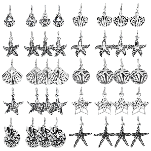 PandaHall 40Pcs 10 Style Tibetan Style Alloy Pendants, Ocean Themed Pattern, Antique Silver, 13~24x9.5~23x1~5mm, hole: 7~7.5mm, 4pcs/style...
PandaHall 40Pcs 10 Style Tibetan Style Alloy Pendants, Ocean Themed Pattern, Antique Silver, 13~24x9.5~23x1~5mm, hole: 7~7.5mm, 4pcs/style...