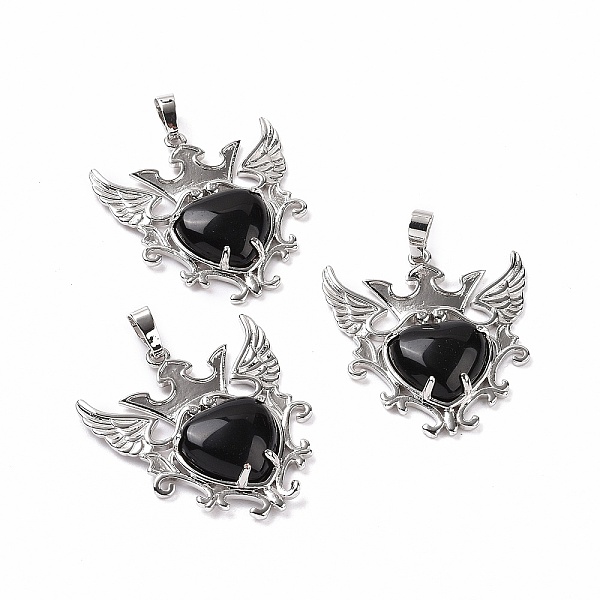 PandaHall Natural Obsidian Pendants, Eagle with Heart Charms, with Rack Plating Platinum Tone Brass Findings, 36.5x33.3x6~7mm, Hole: 8x5mm...
PandaHall Natural Obsidian Pendants, Eagle with Heart Charms, with Rack Plating Platinum Tone Brass Findings, 36.5x33.3x6~7mm, Hole: 8x5mm...